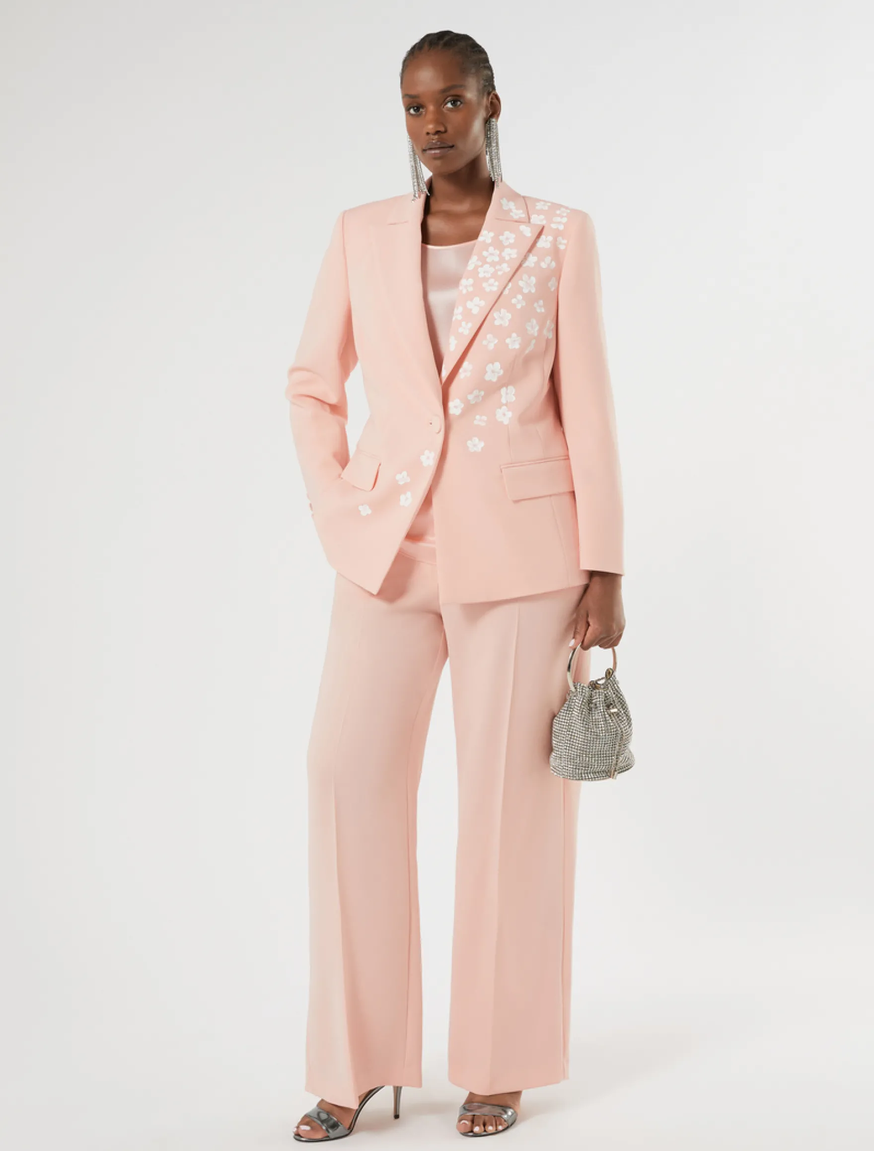 Giacca blazer in cady con fiori - ROSA