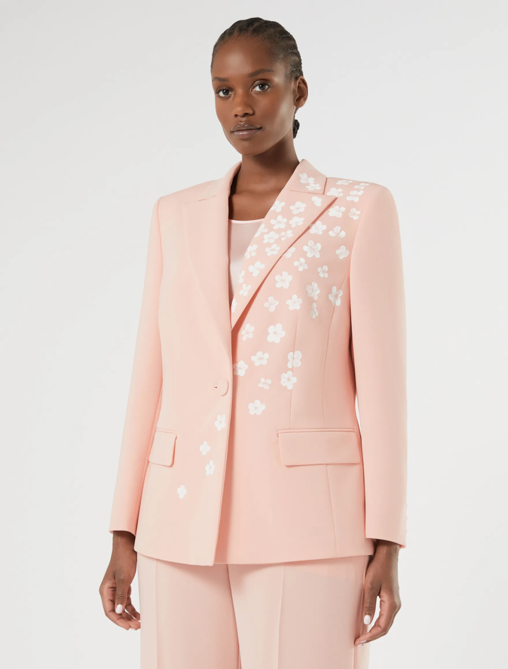 Giacca blazer in cady con fiori - ROSA