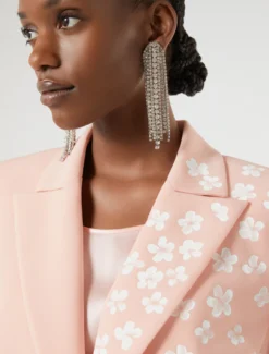 Giacca blazer in cady con fiori - ROSA