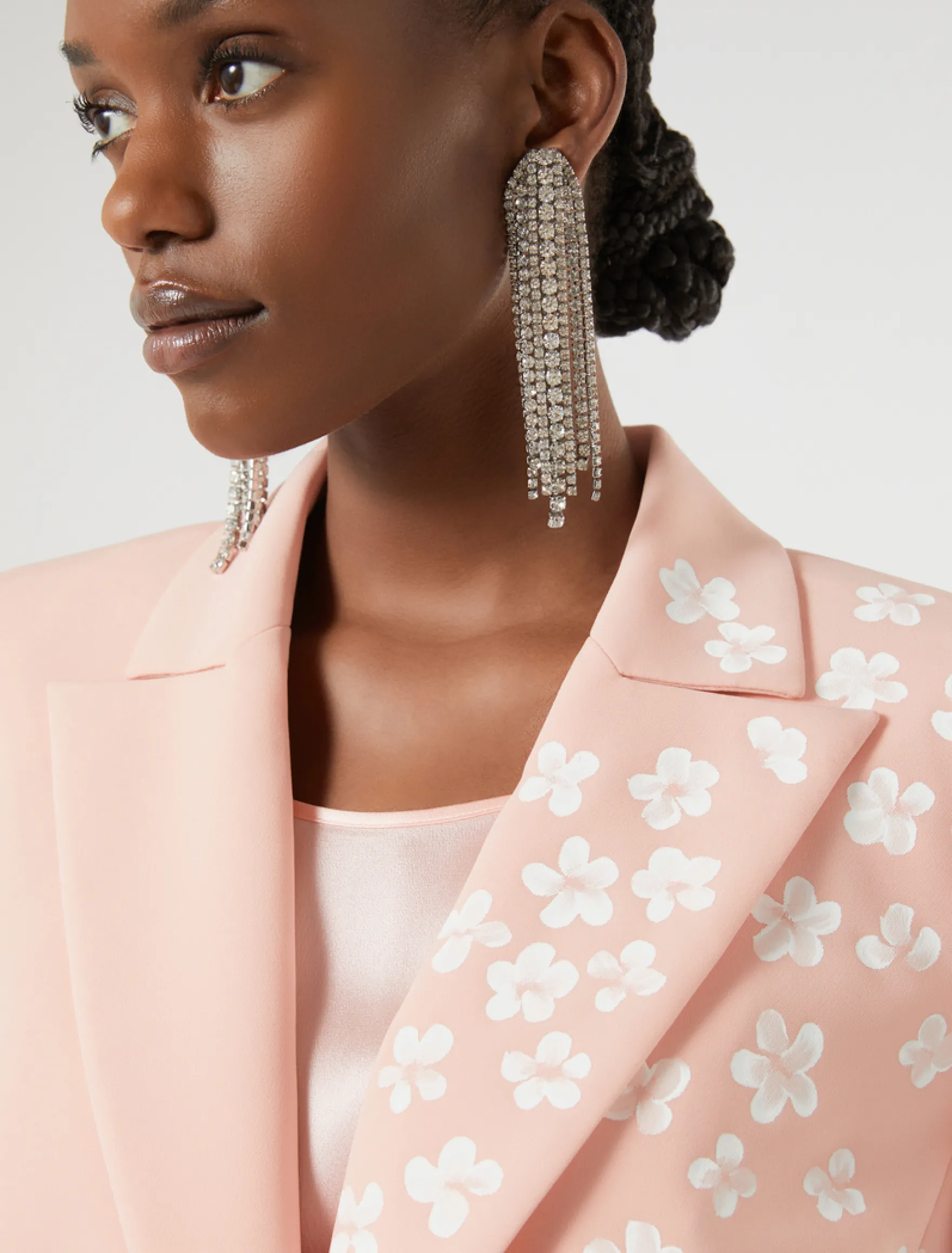 Giacca blazer in cady con fiori - ROSA
