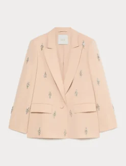 Giacca blazer in cady con ricamo - SKIN