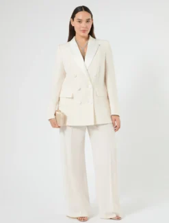 Giacca blazer in cady e raso - BIANCO AVORIO