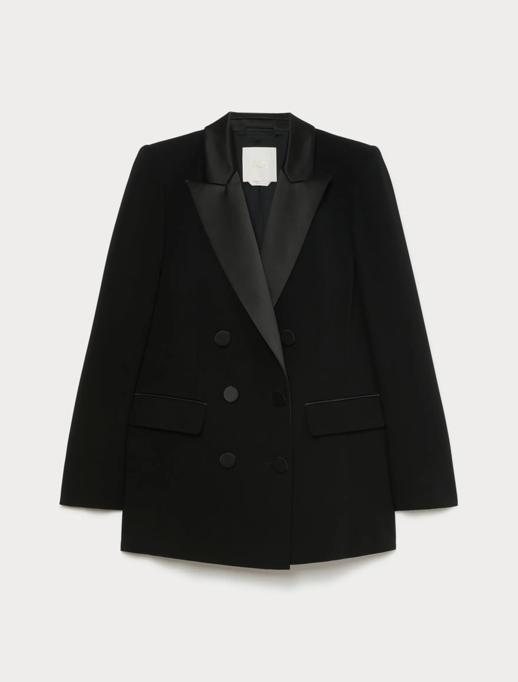 Giacca blazer in cady e raso - NERO
