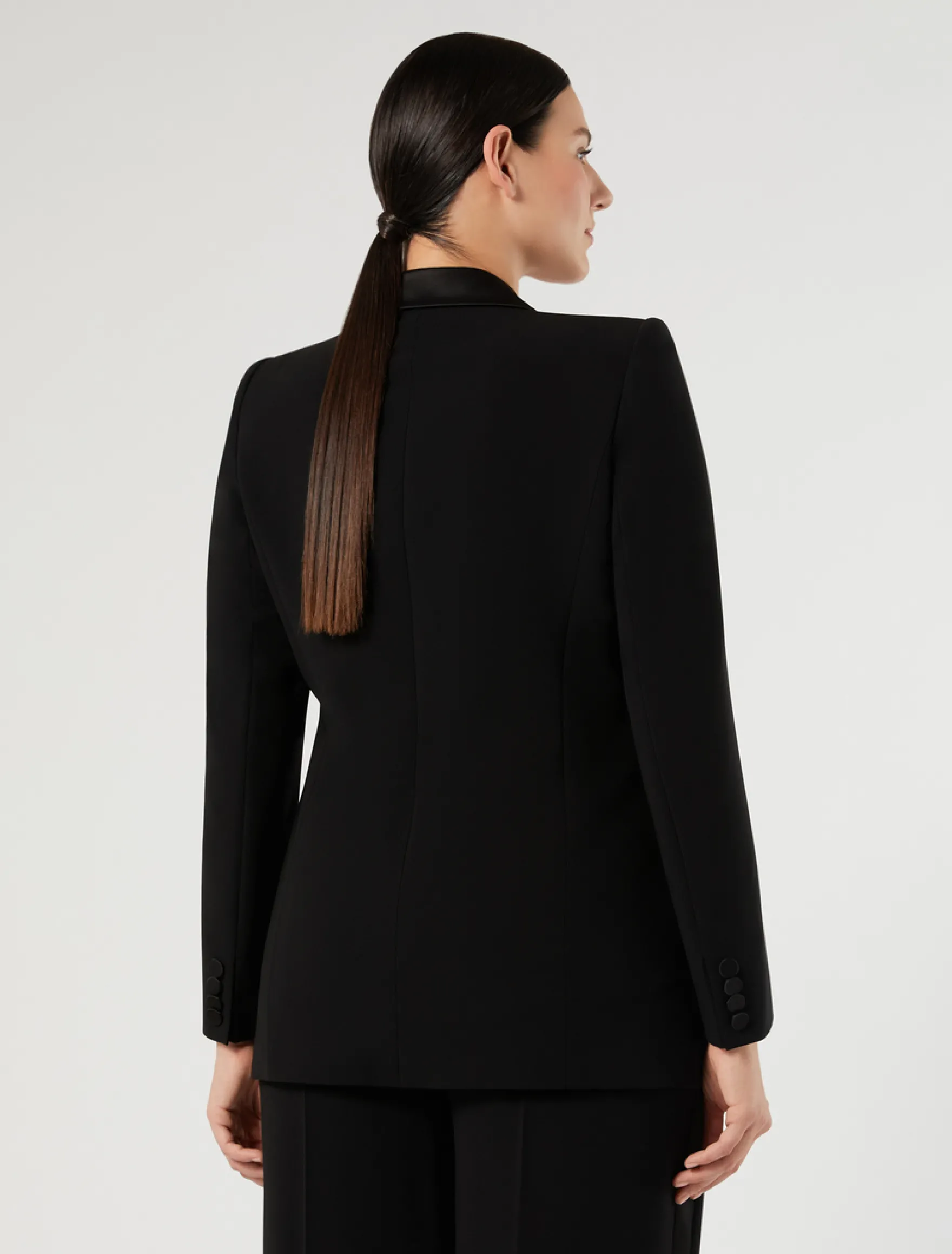 Giacca blazer in cady e raso - NERO