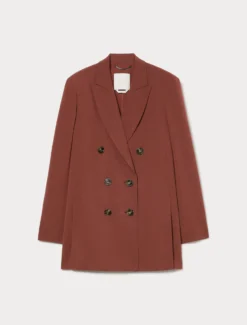 Giacca blazer in cady mélange - MATTONE ROSSO