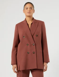 Giacca blazer in cady mélange - MATTONE ROSSO