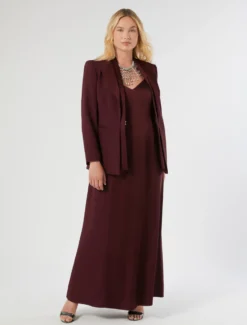 Giacca blazer in envers satin - ROSSO VIOLA