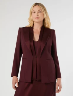 Giacca blazer in envers satin - ROSSO VIOLA