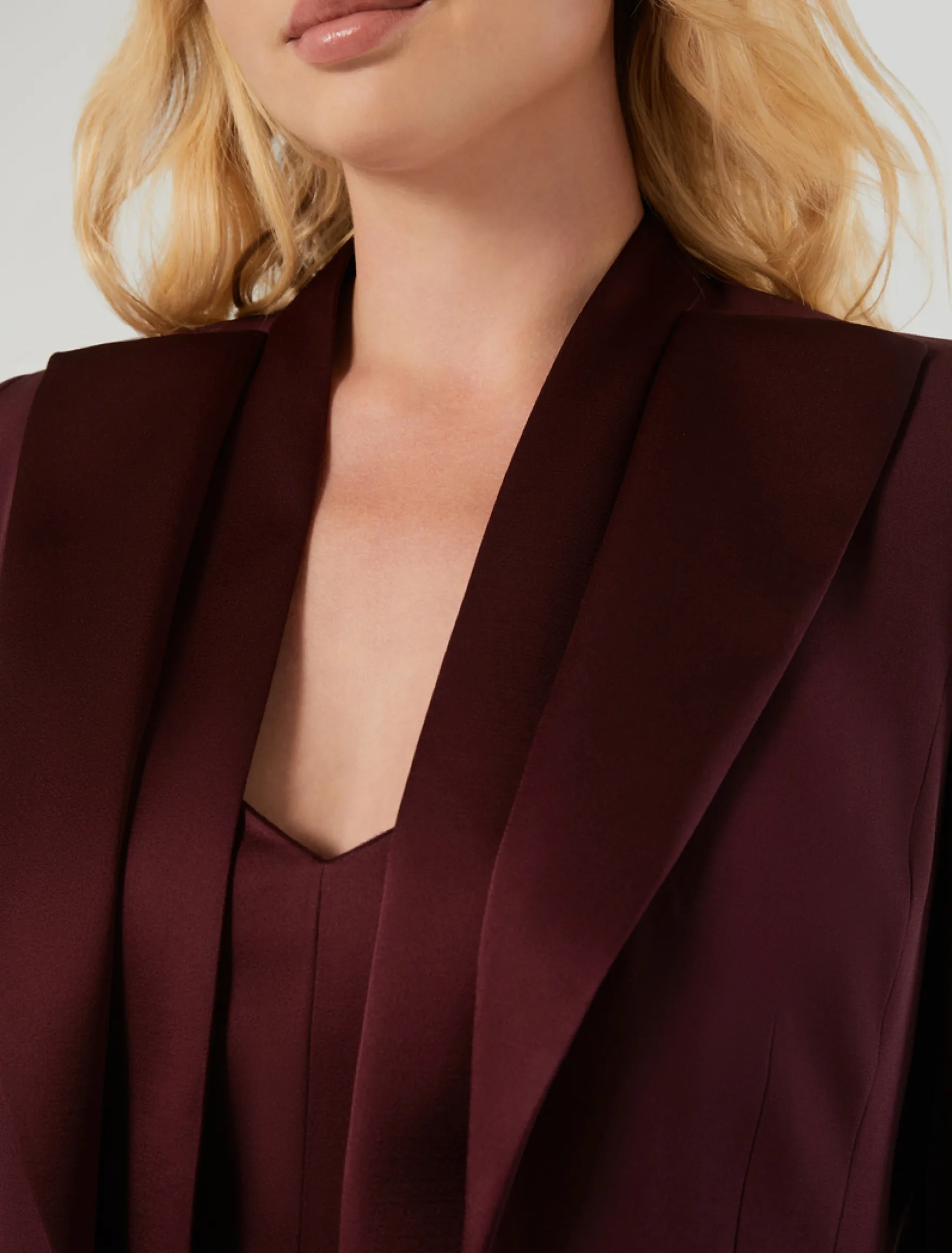 Giacca blazer in envers satin - ROSSO VIOLA