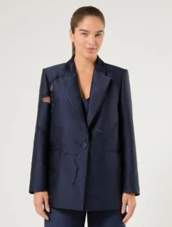 Giacca blazer in fil coupé - BLU