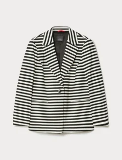 Giacca blazer in jersey rigato - BIANCO NERO