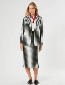 Giacca blazer in jersey rigato - BIANCO NERO