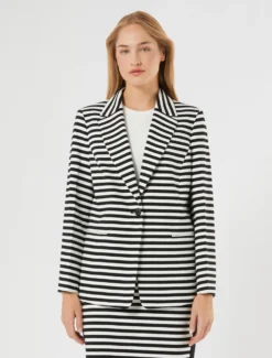 Giacca blazer in jersey rigato - BIANCO NERO
