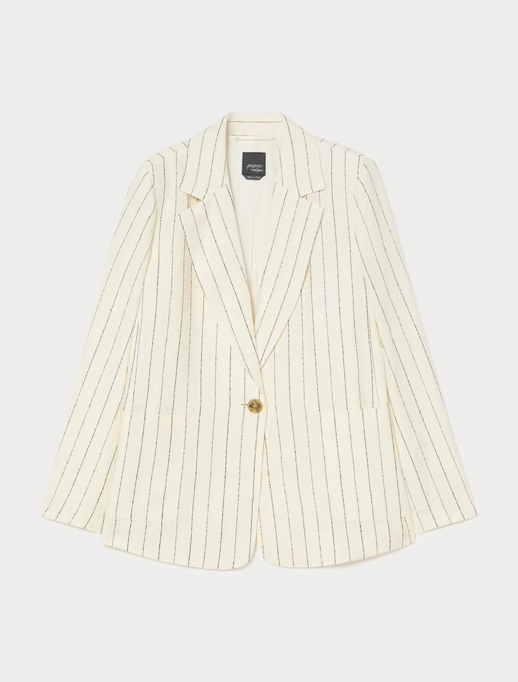 Giacca blazer in lino gessato - BIANCO