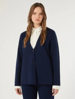 Giacca blazer in maglia - BLU NOTTE