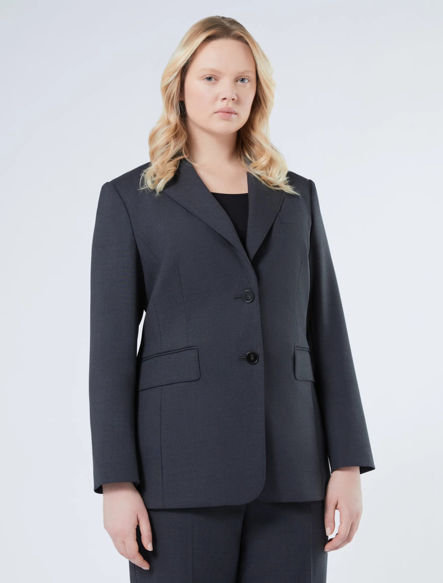 Giacca blazer in pura lana - ANTRACITE