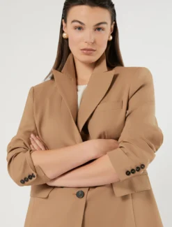 Giacca blazer in pura lana - CAMMELLO