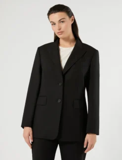 Giacca blazer in pura lana - NERO