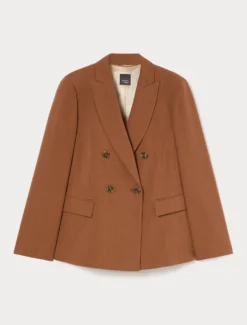Giacca blazer in stuoia mélange - CUOIO