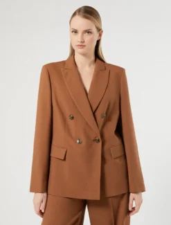 Giacca blazer in stuoia mélange - CUOIO