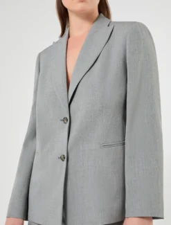 Giacca blazer in stuoia mélange - GRIGIO MEDIO
