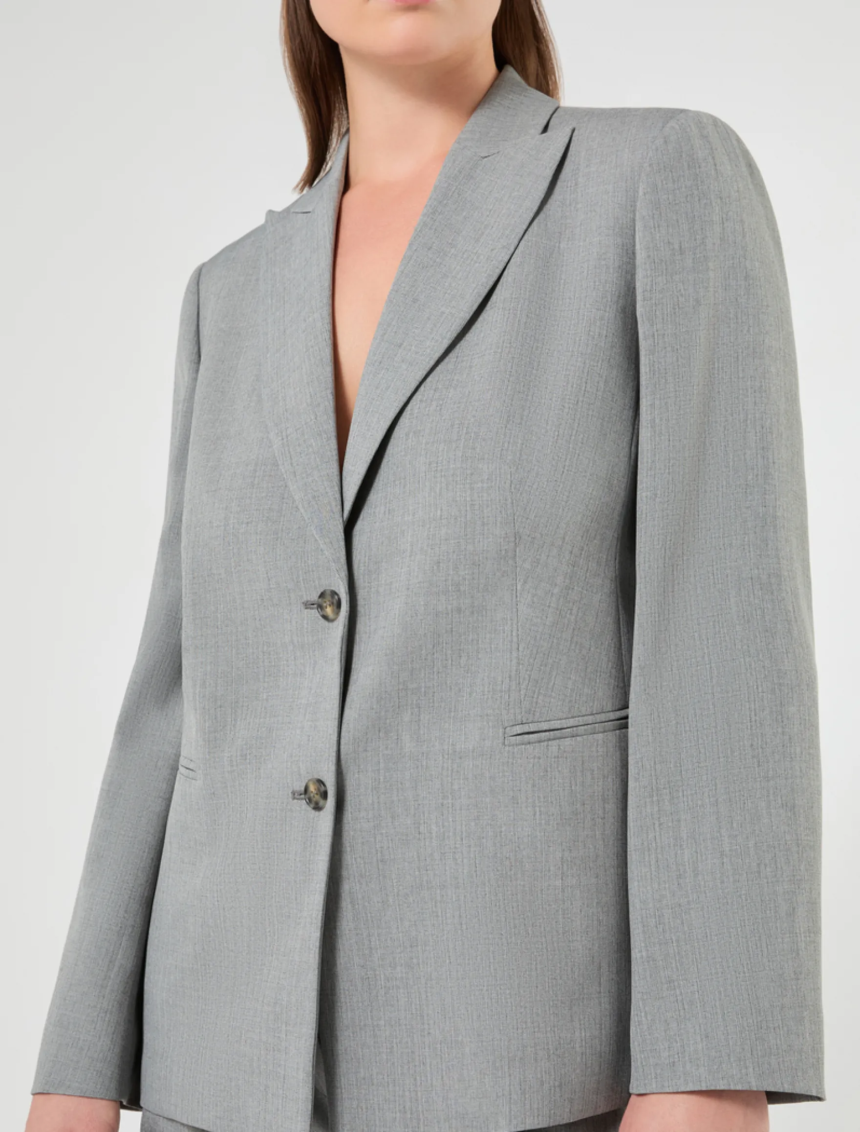 Giacca blazer in stuoia mélange - GRIGIO MEDIO