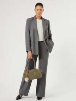 Giacca blazer in tela di lana - GRIGIO SCURO