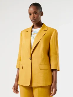Giacca blazer in tela di lino - MIELE