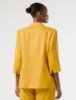 Giacca blazer in tela di lino - MIELE