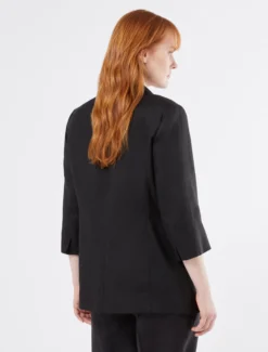 Giacca blazer in tela di lino - NERO