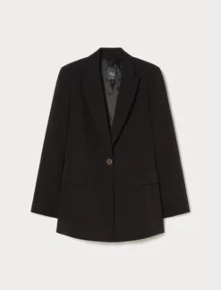 Giacca blazer in tessuto diagonale - NERO