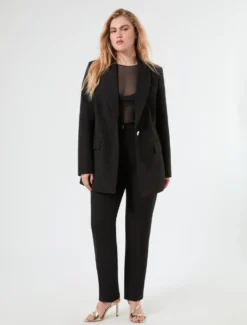 Giacca blazer in tessuto diagonale - NERO