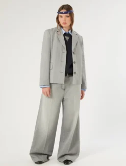 Giacca blazer in twill - GRIGIO MEDIO