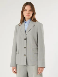 Giacca blazer in twill - GRIGIO MEDIO