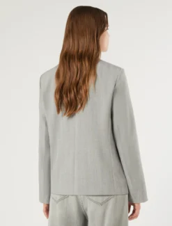 Giacca blazer in twill - GRIGIO MEDIO