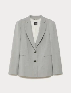 Giacca blazer in twill - GRIGIO MEDIO