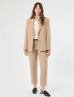 Giacca blazer in twill - NOCCIOLA