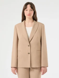 Giacca blazer in twill - NOCCIOLA