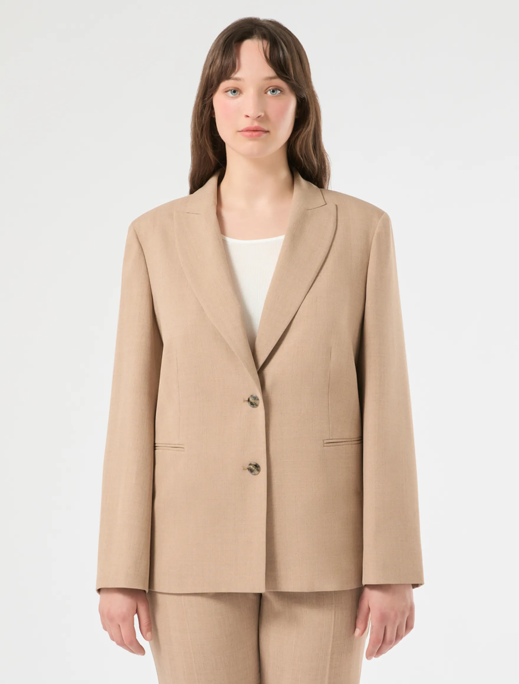 Giacca blazer in twill - NOCCIOLA
