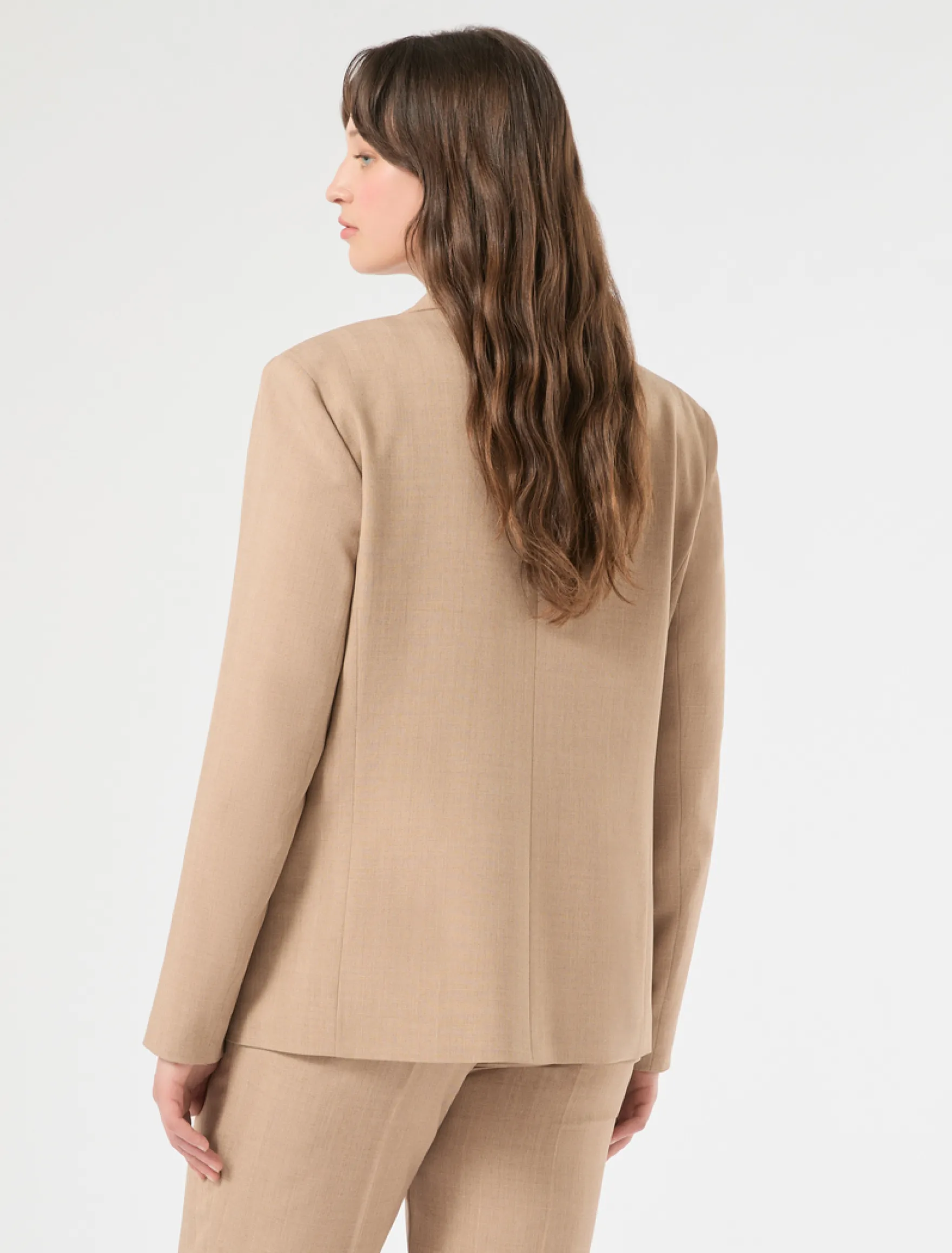 Giacca blazer in twill - NOCCIOLA