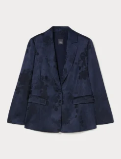 Giacca blazer jacquard - BLU NOTTE