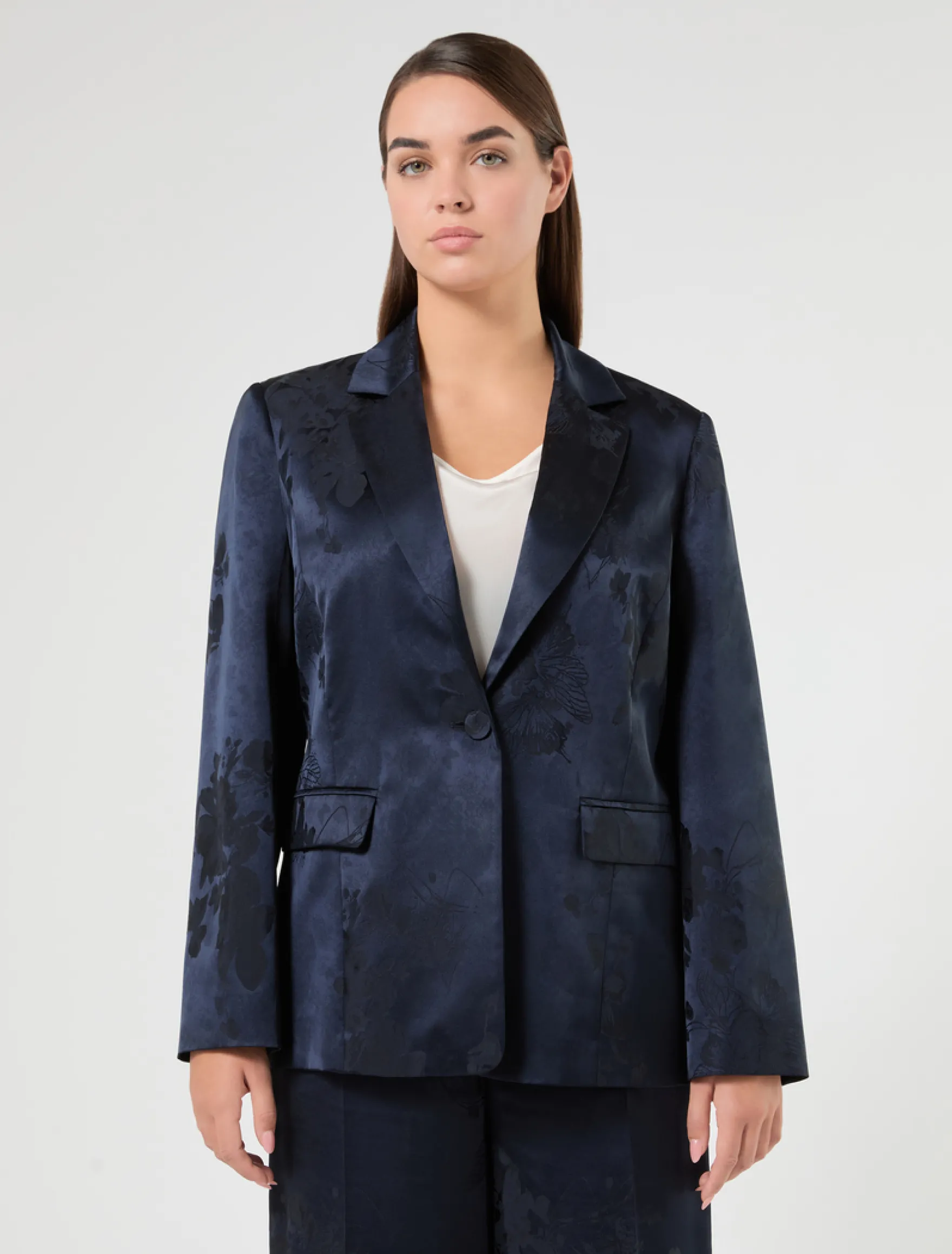 Giacca blazer jacquard - BLU NOTTE