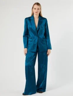 Giacca blazer jacquard - PETROLIO