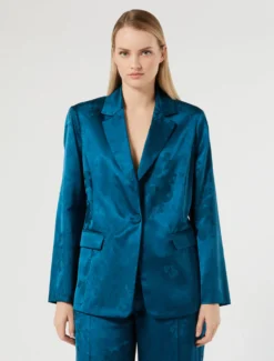 Giacca blazer jacquard - PETROLIO