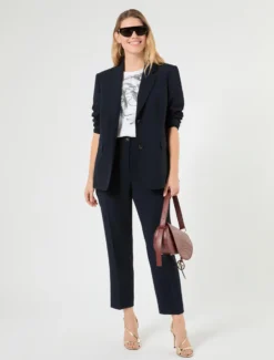 Giacca blazer monopetto in cady - BLU NOTTE