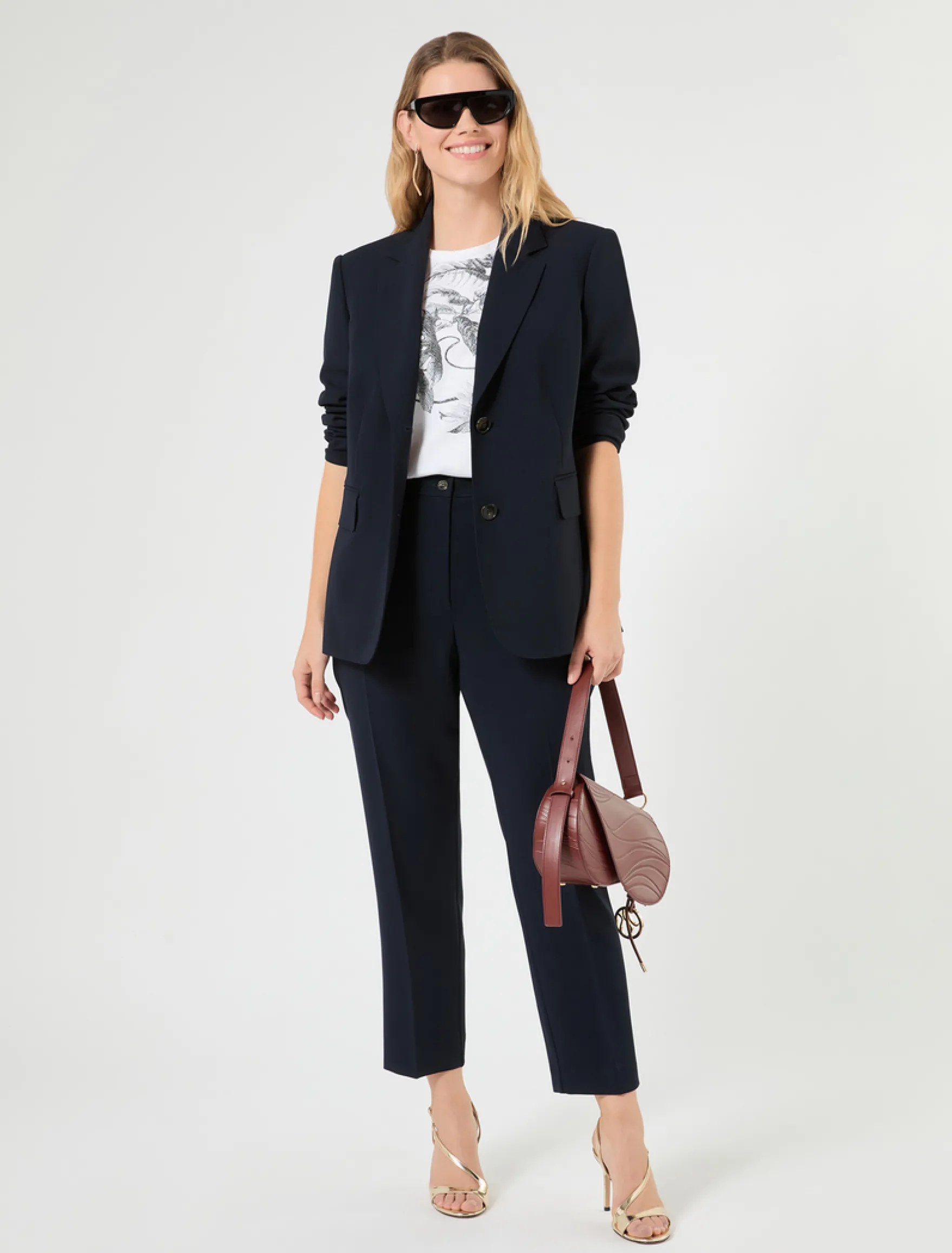 Giacca blazer monopetto in cady - BLU NOTTE
