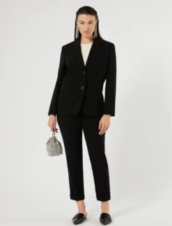 Giacca blazer monopetto in cady - NERO