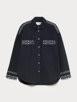 Giacca in bull di cotone - BLU MARINO