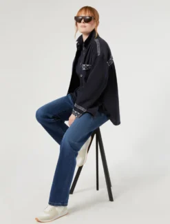 Giacca in bull di cotone - BLU MARINO