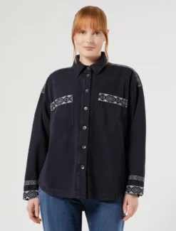 Giacca in bull di cotone - BLU MARINO